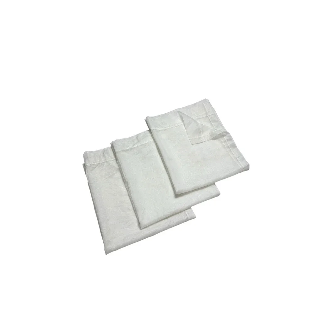 Set of 3 Vintage Sheer Drapes Curtains Panels Shimmery Warm White 36 Long x 60